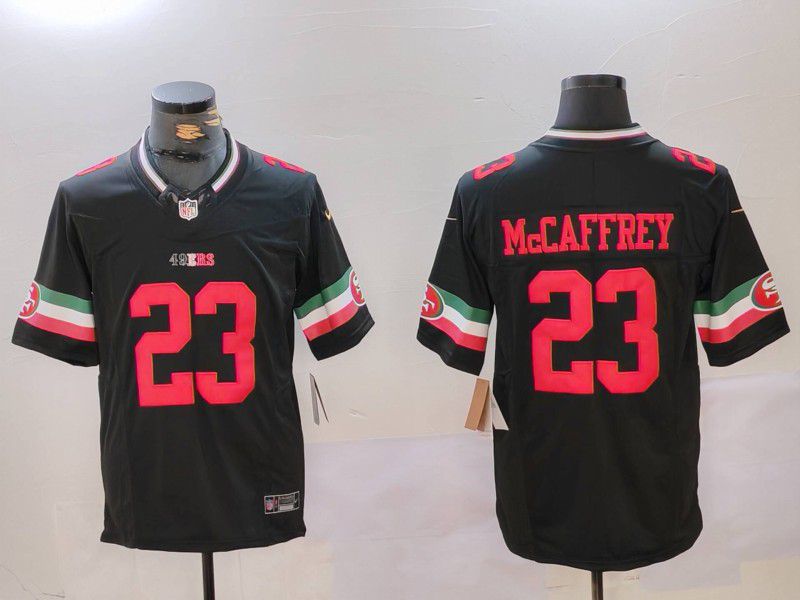 Men San Francisco 49ers #23 Mccaffrey Black Mexico three generations 2024 Nike Limited NFL Jersey style 1